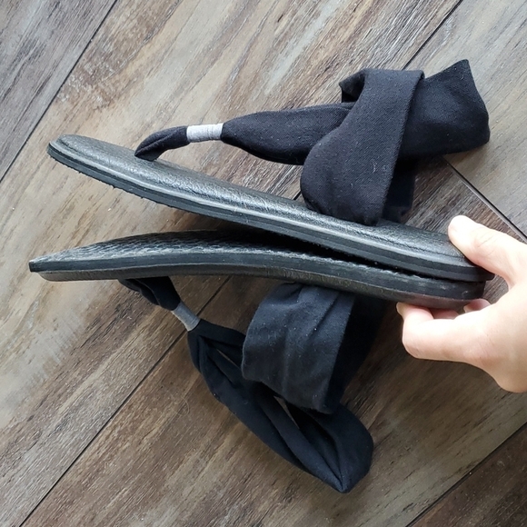 Sanuk Yoga sling flip flop thong sandals textile Strappy shoes sz 9 - Picture 5 of 9